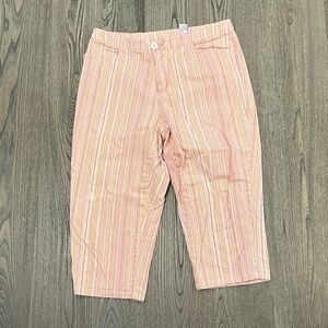 Bill Blass Capri Jeans Striped Pattern High Rise Retro Pink Yellow Size 12P
